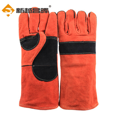 

Xinyue Changhui labor insurance gloves welding gloves welding welder gloves leather insulation wear high temperature thickening long orange B11442