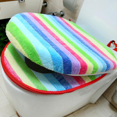 

Jiebi Shi toilet washer two-piece seat cushion zipper type thick warm toilet seat toilet set rainbow
