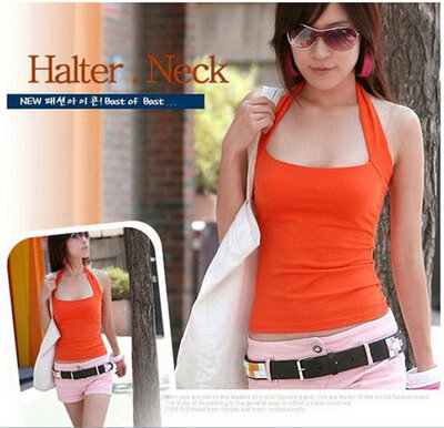 

Sexy Women's Halter Neck Low Cut Tight Vest Shirt Tank Tee Cami Backless Top