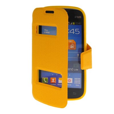 

MOONCASE View Window Leather Side Flip Pouch Stand Shell Back ЧЕХОЛ ДЛЯ Samsung Galaxy Trend Lite S7390 / S7392 Yellow