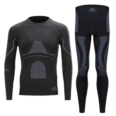 

Pelliot&pelliot outdoor functional underwear men&women sports warm breathable wicking bottoming slim underwear set 1631807 male gray M