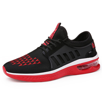 

New mens shoes breathable color air cushion low to help tie mens shoes sports leisure flying woven sports shoes