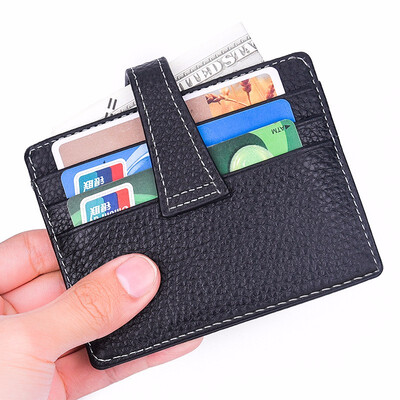 

Multi card small card bag womens short PU thin section Mini couple clip bank card cover