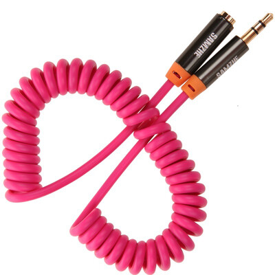 

Shanze SAMZHE YPX-8630 35mm advanced stereo mobile phone flat panel car AUX audio spring line copper wire core gold version of the public on the public pink 3 meters