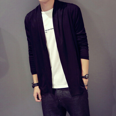 

Spring Collection 2016 Brand New Arrival Mens Cardigans Sweater Turn-Down Collar Solid Long-Sleeved Sweater Fashion Designed