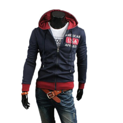 

Zogaa New Men's Hoodie Fashion Contrast Color Electric Embroidery