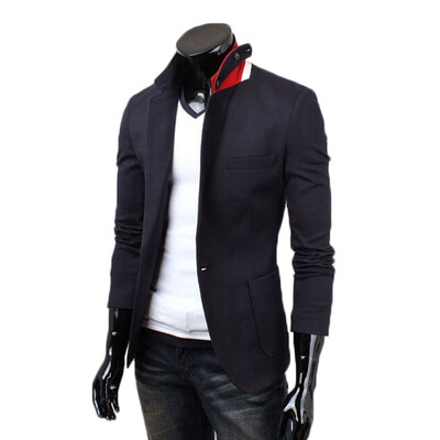 

Zogaa New Men's Coat Color Matching Collar Casual Slim
