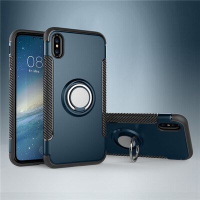 

Fecoprior Back Cover For iPhone XS X iPhoneXS Case Car Holder Stand Hard PC Silicon Ring Suction Bracket Celulars