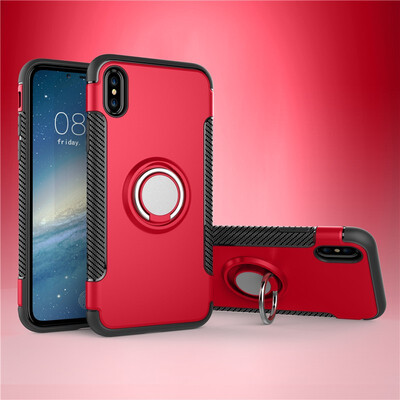 

Fecoprior Back Cover For iPhone XS X iPhoneXS Case Car Holder Stand Hard PC Silicon Ring Suction Bracket Celulars