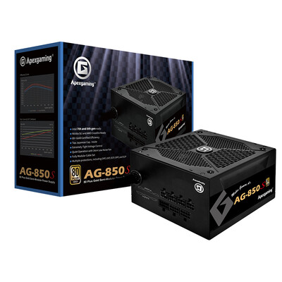

Apexgaming AG-850S AG-850S Rated 850W Semi-Modular Gold Desktop Power Supply