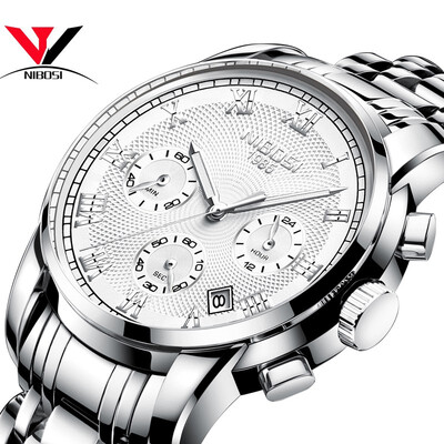 

Relojes Para Hombre NIBOSI Silver Watches Men Top Brand Dress Business Wristwatch Waterproof Analog Quartz-Watch Puma Men Saat