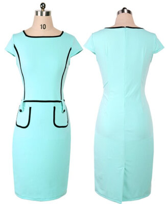 

Womens Vintage Pinup Dress Stretch Bodycon Party Wear To Work Peplum Sheath Pencil Dress