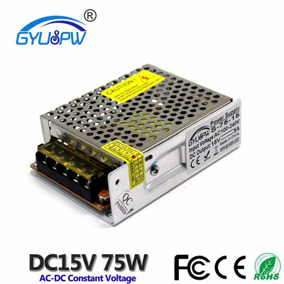 

Single Output Switch Power Supply dc 15v 5a 75w Voltage Transformer AC100-240V to DC15V LED Driver for led strip lamp cnc cctv