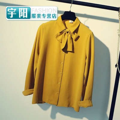 

Spring loaded Korean version of the college wind bow long-sleeved base lining chiffon shirt fashion womens sweet