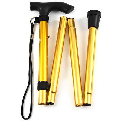 

Aluminum Metal Folding Walking Stick with Adjustable Height&Non-slip Rubber Base Four telescopic folding climbing sticks
