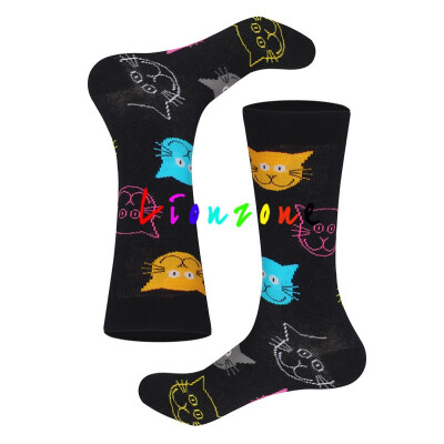

LIONZONE Women Happy Socks Unisex Colored Cats Robots Stationery Brand Designer Cotton Warm Casual Socks Funny Gift For Lovers