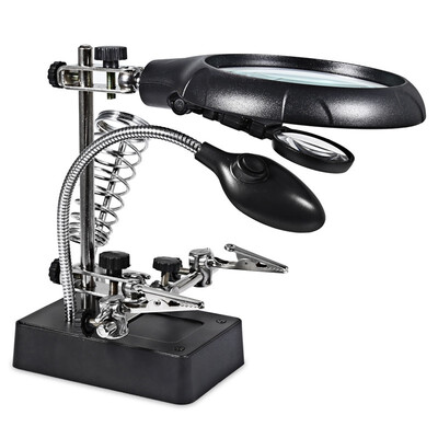 

Beileshi 5 LED Light 10X Magnifier Desk Lamp Alligator Auxiliary Clip Stand Desktop Magnifying Tool Desktop magnifying glass