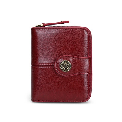 

Scarecrow MEXICAN Womens Wallet Short Leather Retro Multifunction Coin Purse Card Package Jujube MLQB02181741RD07A