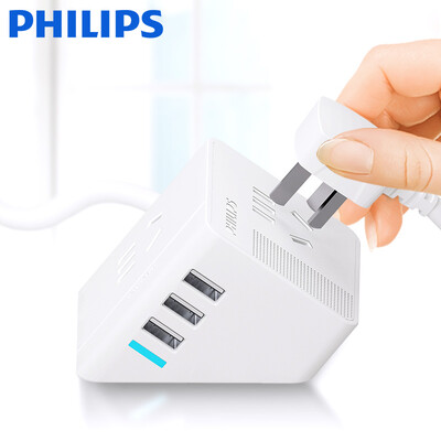 

Philips PHILIPS Xiaofei USB socket white plug wiring board patch panel row plug tow board 3USB full length 15 meters portable travel desktop board