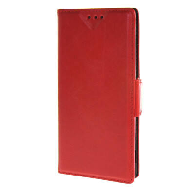 

MOONCASE Sony Xperia M4 Aqua Case Oil Skin Leather Card Flip Wallet Slot Bracket Back Case Cover Red