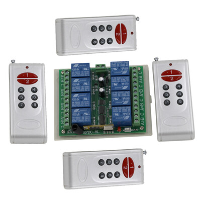 

MITI DC12V 8CH remote control switch,RF control Toggle,1 receiver + 4 RF transmitter Free shipping