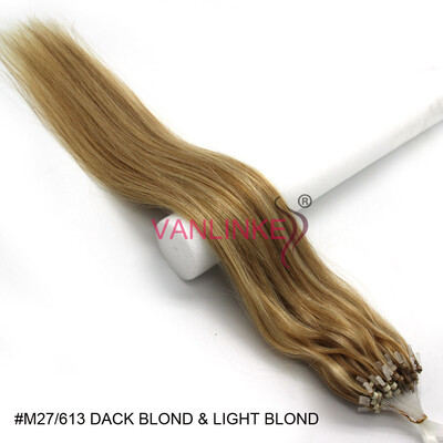 

Micro Ring Beads Easy Loop Tip Womens Human Hair Extensions Straight Mixed Color 100s 16-26"