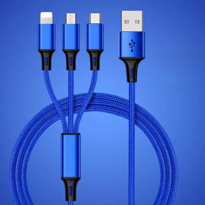 

Multi Charging Cable Black Dawg 3 in 1 Nylon Braided Multiple USB Fast Charger Cord 3ft1m LightingMicro USBType C Compatible