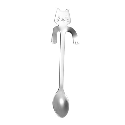 

Cute Cat Spoon Long Handle Mini Flatware Coffee Stainless Steel Drinking Seasoning Tools Hanging Up Teaspoon Kitchen Gadget 1181