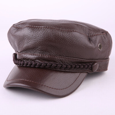 

Girls Cowhide Leather Hat Adult Autumn&Winter Baseball Hat Female Baseball Cap Warm Hat Male Student Navy Flat Cap B-7186