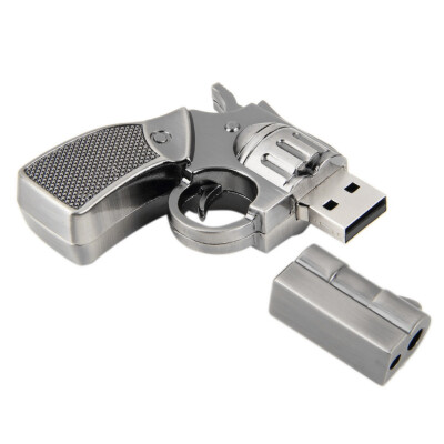 

Revolver Gun Model USB2.0 Flash Pen Drive Memory U Stick Thumb Storage 4GB Silver & Grey