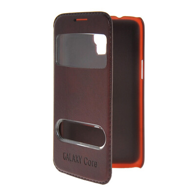 

MOONCASE View Window Leather Side Flip Pouch Stand Shell Back Case Cover for Samsung Galaxy Core 4G G3518 Red