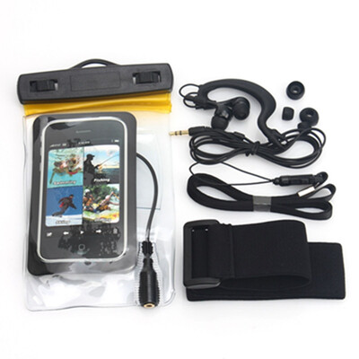 

Light Yellow Watersport Waterproof Dry Bags Pouch+ Headset For Smartphone 13*9CM
