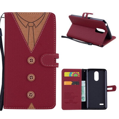 

MOONCASE LG K8 2017 stitching embossed mens leather case - red