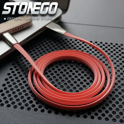 

STONEGO Type C Cable Sync Data Charge Power Cables Zinc Alloy Noodle Flat Fast Charging Cord Wire for Android Smartphone Tablet