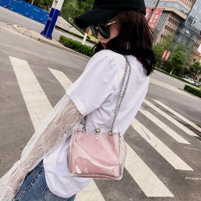 

Mini Ladies Bag Transparent Handbag Shoulder Bag Clutch Candy Colors Teenage Girls Crossbody New Bags