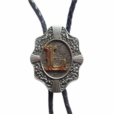 

Men Bolo Tie Original Initial Letter Western Cowboy Cowgirl Wedding Bolo Tie Leather Necklace