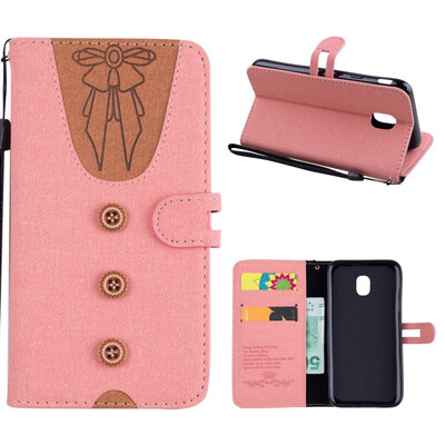 

MOONCASE Samsung Galaxy J3 2017 stitching embossed womens leather case - powder