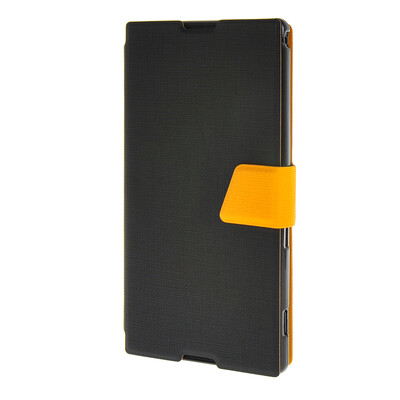 

MOONCASE Xperia T2 , Leather Flip Bracket Back ЧЕХОЛ ДЛЯ Sony Xperia T2 Black Yellow