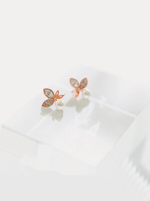 

ONICE 925 Sterling Silver Eearing with Cultured Pearl&Butterfly accented with Zircon WQE021
