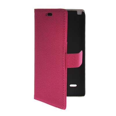 

MOONCASE Slim Leather Side Flip Wallet Card Slot Pouch with Kickstand Shell Back чехол для LG G3 Stylus / D690 Hot pink