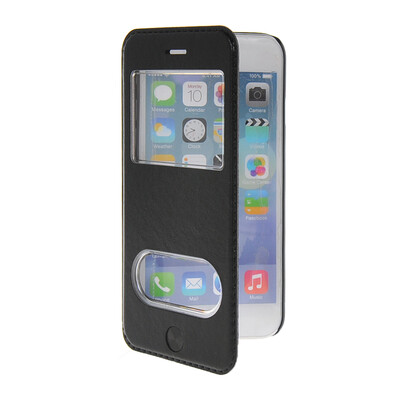 

MOONCASE View Window Leather Side Flip Pouch Stand Shell Back ЧЕХОЛ ДЛЯ Apple iPhone 6 Plus Black