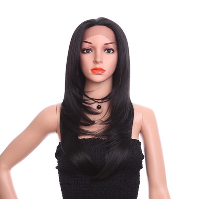 

YYONG Hair Long Straight Hair 24" 195G Cosplay Wig Lace Black Wigs Color Synthetic Hair Wigs