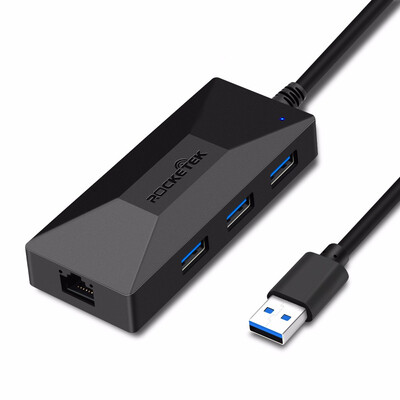 

Rocketek USB Gigabit Ethernet Adapter 101001000Mbps Hub 30 Lan Wired Network Card Rj45 Port USB Splitter WinMac for Computer