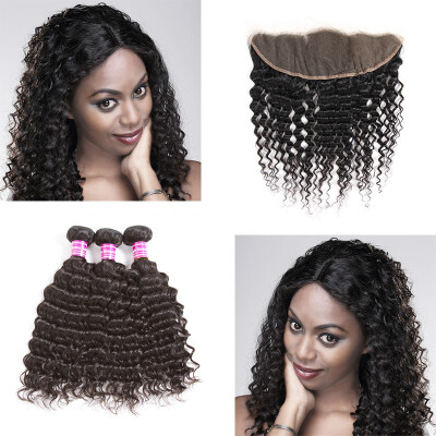 

Glary Mongolian Virgin Hair With Frontal Mongolian Deep Wave With Frontal 3 Bundles With Frontal Human Hair With Lace Frontal
