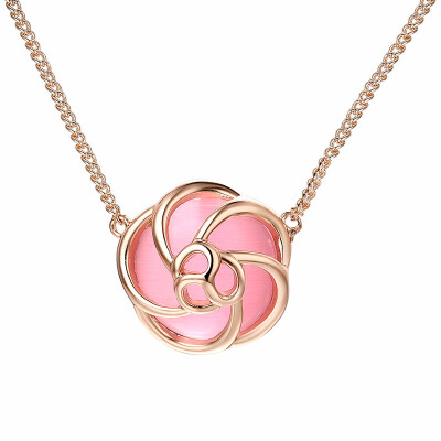 

Yoursfs 18K Gold Plated BlackPink Rose Flower Necklace - Elegant Rose Pedal Necklaces for Women