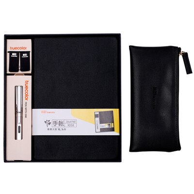 

TRUECOLOR 120 A5 business leather notebook notepad diary soft copy gift pen pen holder pencil bag gift box set black 9208