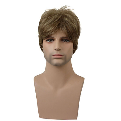 

StrongBeauty Short Brown Choppy Layers Synthetic Wig Wigs for Men Full Wigs