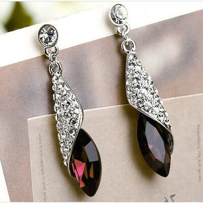 

5 Colors 1 Pair Women New Korean Ear Stud Sparkle Crystal Rhinestone Earrings