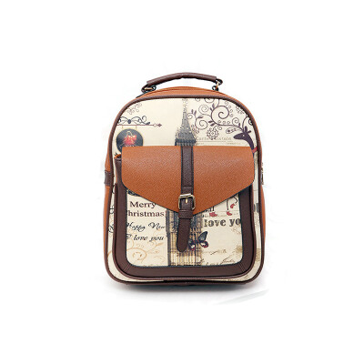 

New fashion women leather backpack vintage printing shoulder bag for teenage girls school bags casual travel outdoor backpack student bag