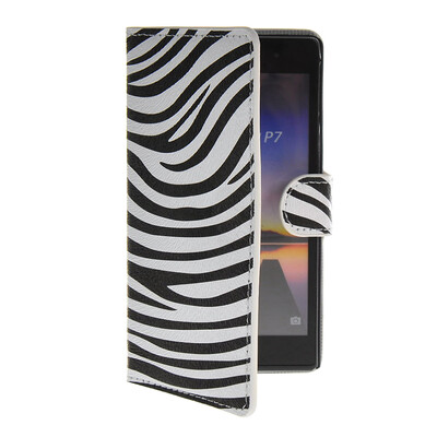 

MOONCASE Zebra style Leather Side Flip Wallet Card Slot Stand Pouch чехол для Huawei Ascend P7